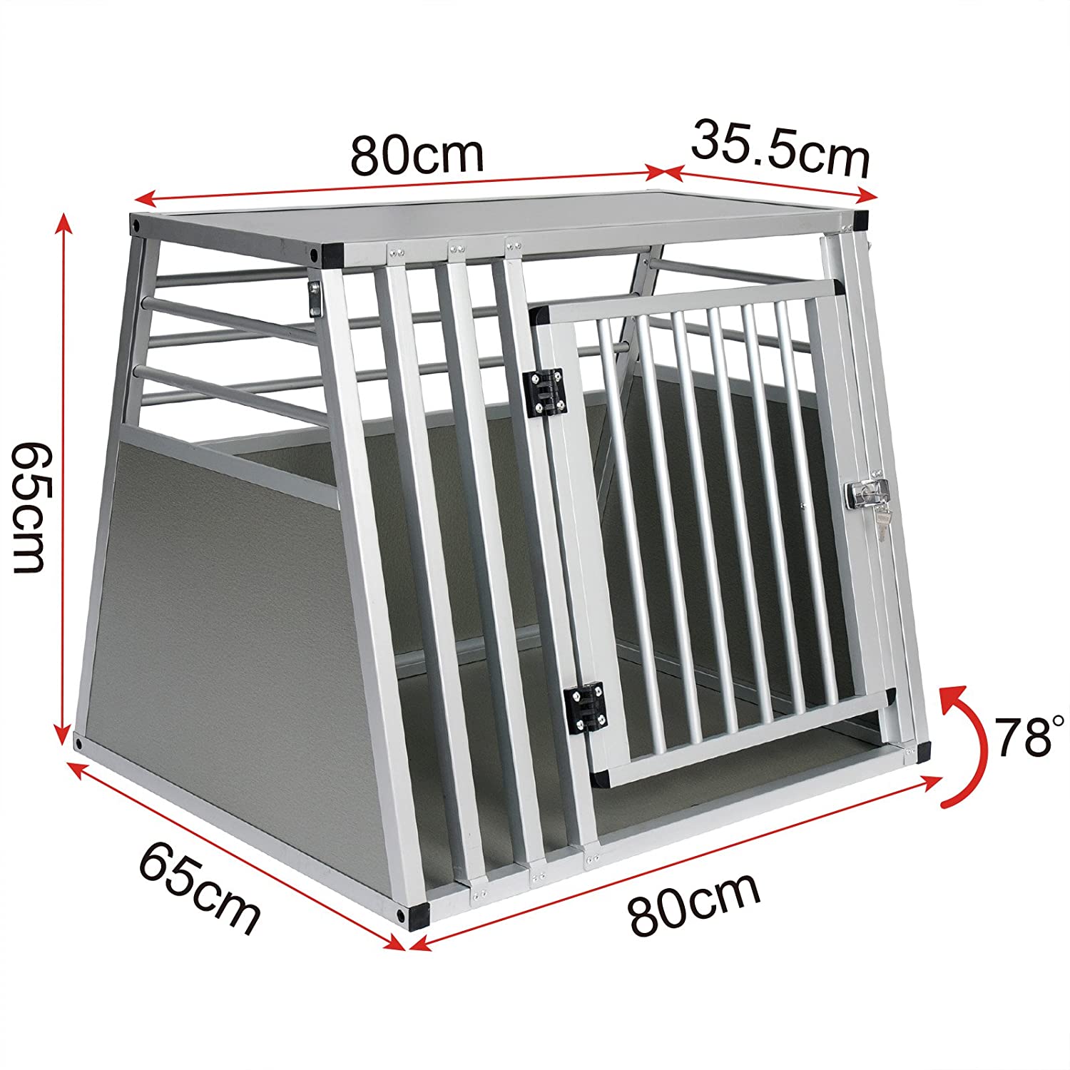  EUGAD Transportín de Aluminio para Perros Gatos Mascotas Jaula Transporte de Viaje para Mascotas Trapezoidal 1 Puerta 80x66x65 cm 0061HT 