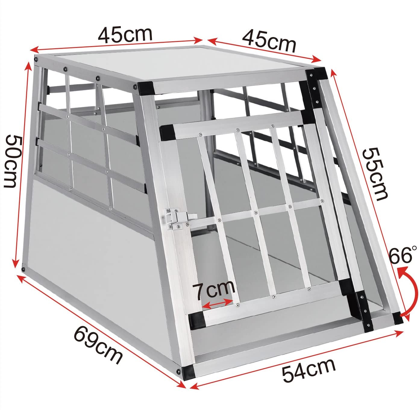  EUGAD Transportín de Aluminio para Perros Gatos Mascotas Jaula Transporte de Viaje para Mascotas Trapezoidal 1 Puerta Blanco0052HT 