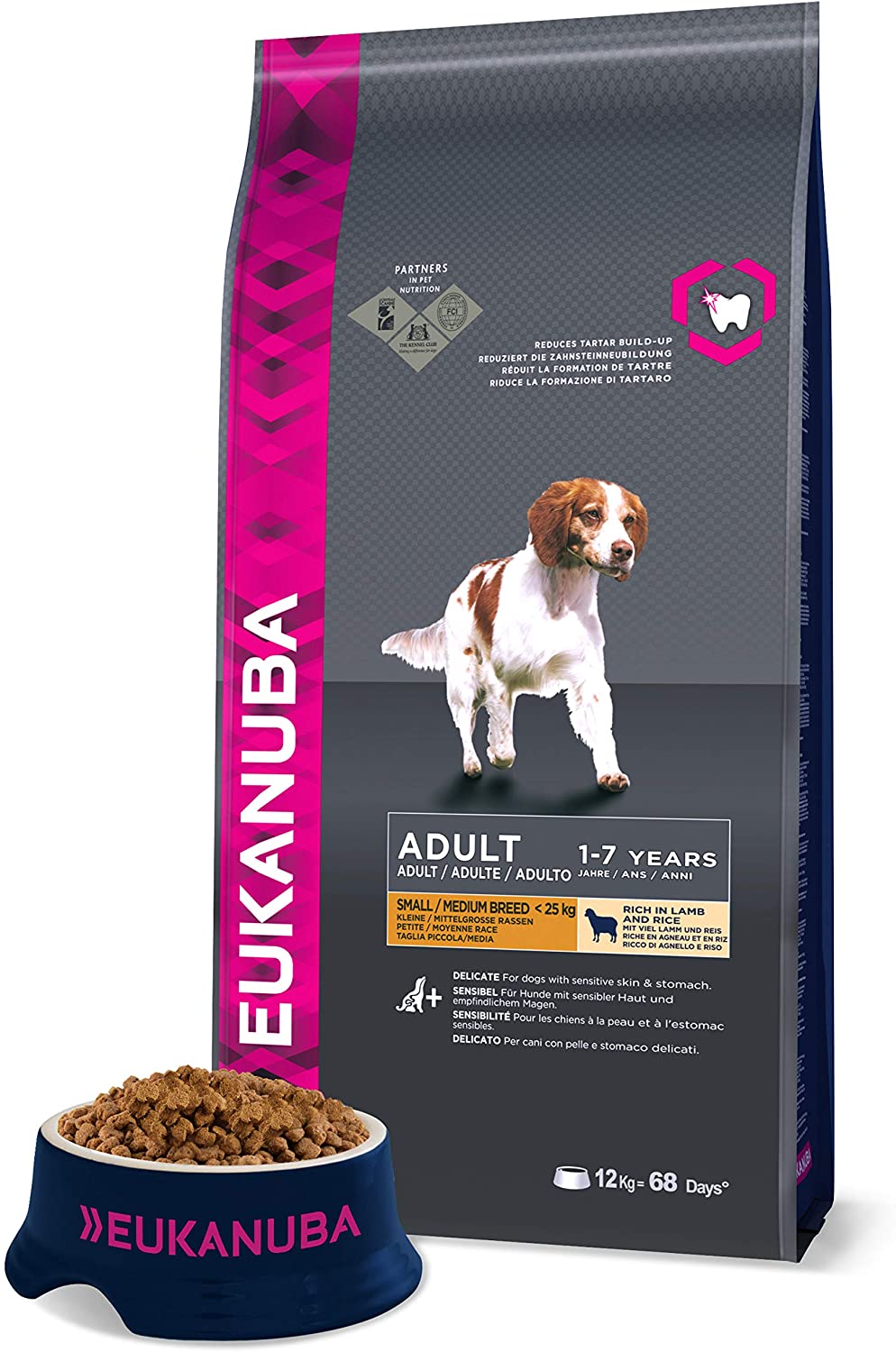  Eukanuba Adulto Raza pequeña y mediana Rico en cordero y arroz [2,5 Kg] 