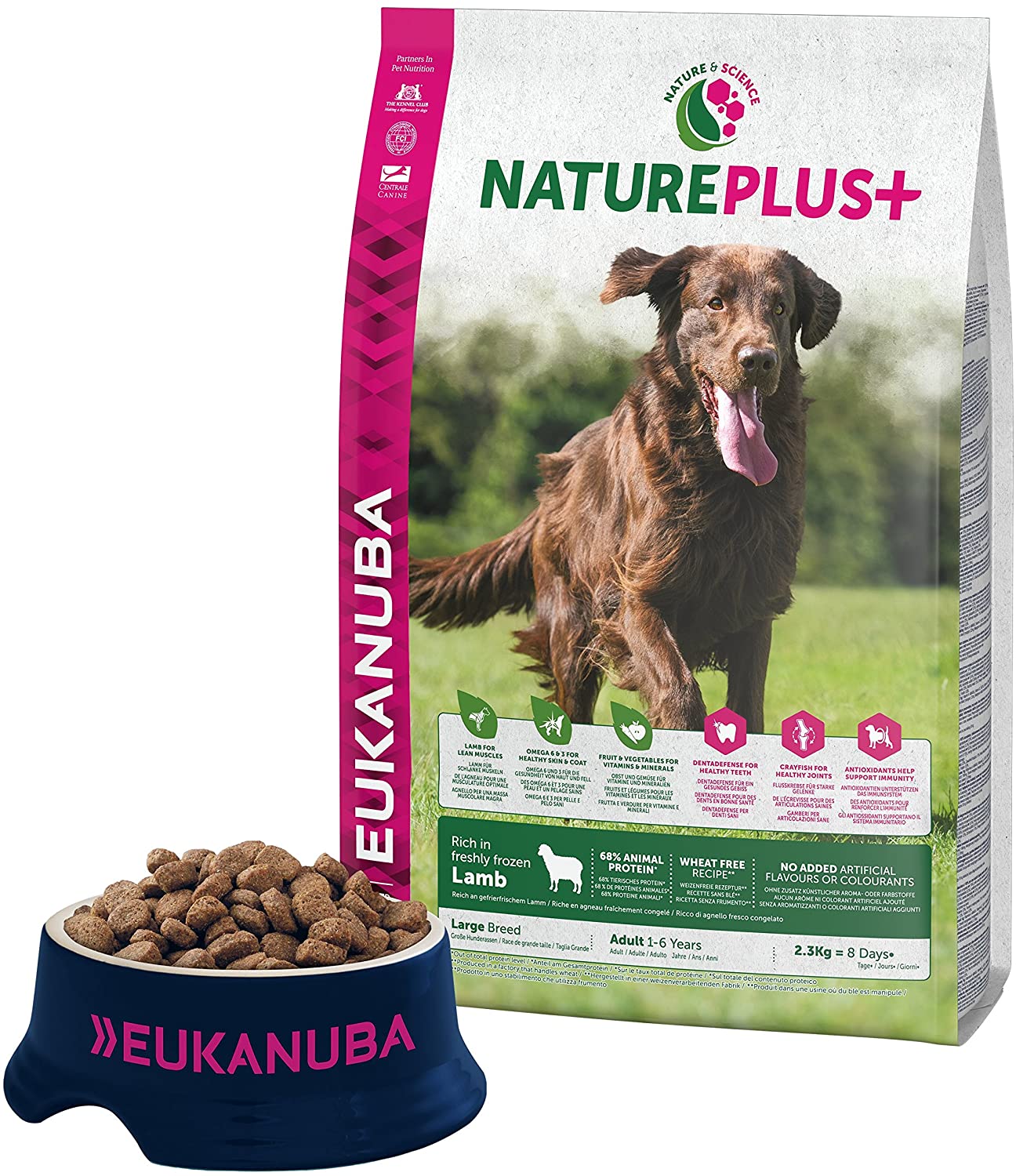  Eukanuba Nature Plus+ Adulto Raza grande Rico en cordero fresco congelado [2.3 kg] 