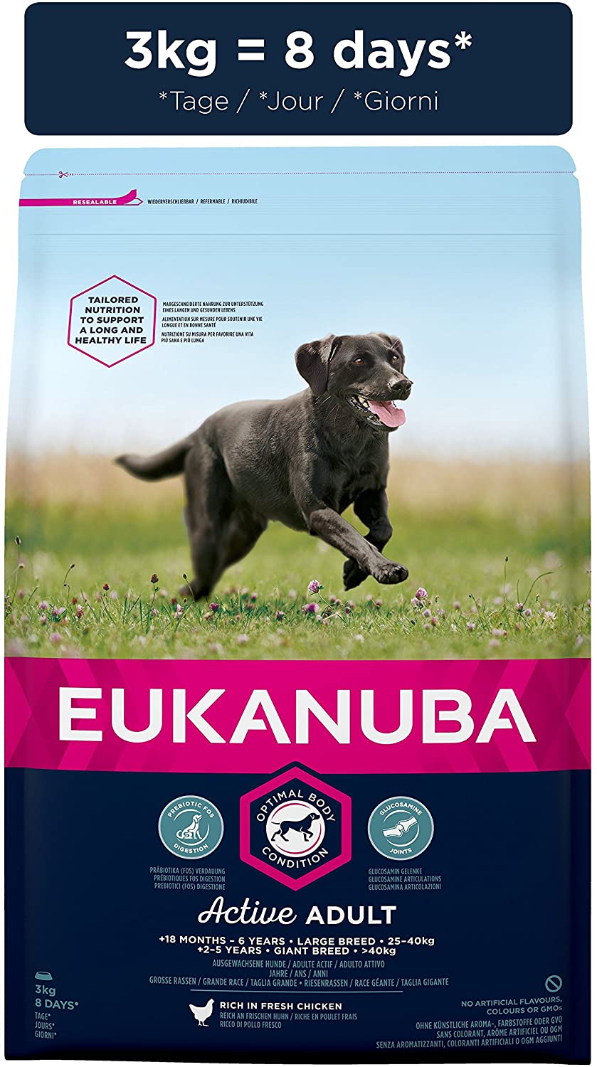  EUKANUBA Raza Grande Adulto Activo rico en pollo fresco [3 kg] 