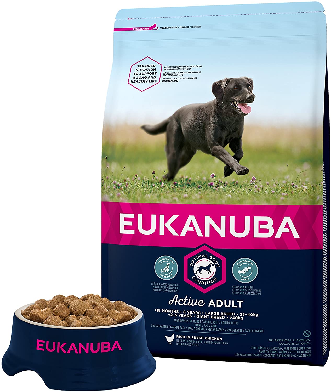  EUKANUBA Raza Grande Adulto Activo rico en pollo fresco [3 kg] 