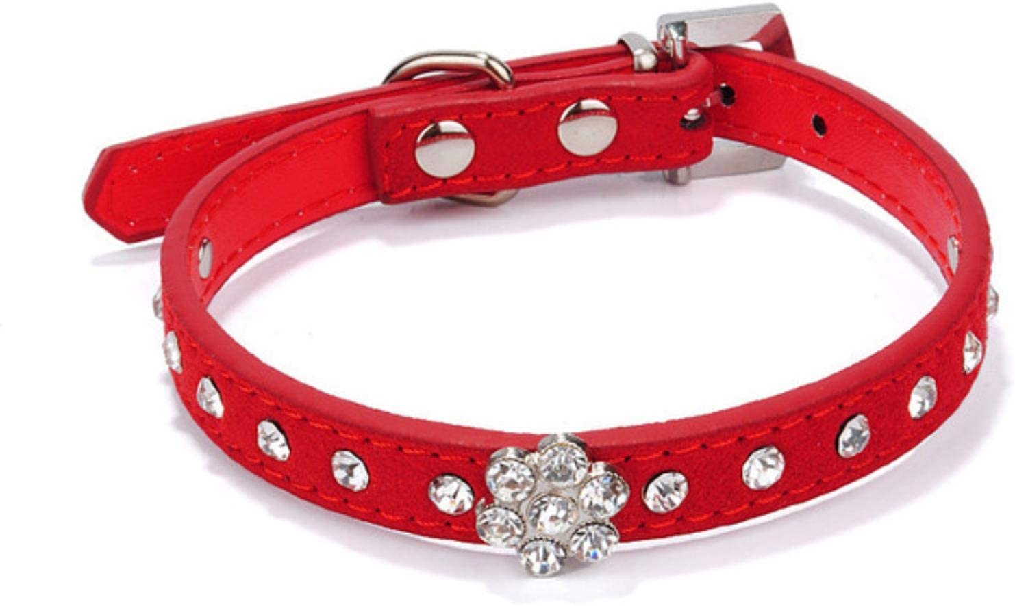  fafagogo2216gogo Collar De Perro Perros Pequeños Collares Tienda De Perritos Chihuahua Rhinestone Accesorios Mascota Gato Producto Collar Collar Suministros Collier Chat Animaux, Rojo, XS 