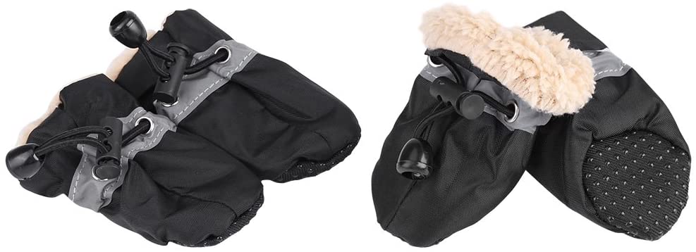  Fdit 4pcs Perro Zapatos Protectores de Pata Elástico Antideslizante Suela para Mascotas Perro Botas Impermeable de Algodón Suave Acolchado(Negro 3#) 