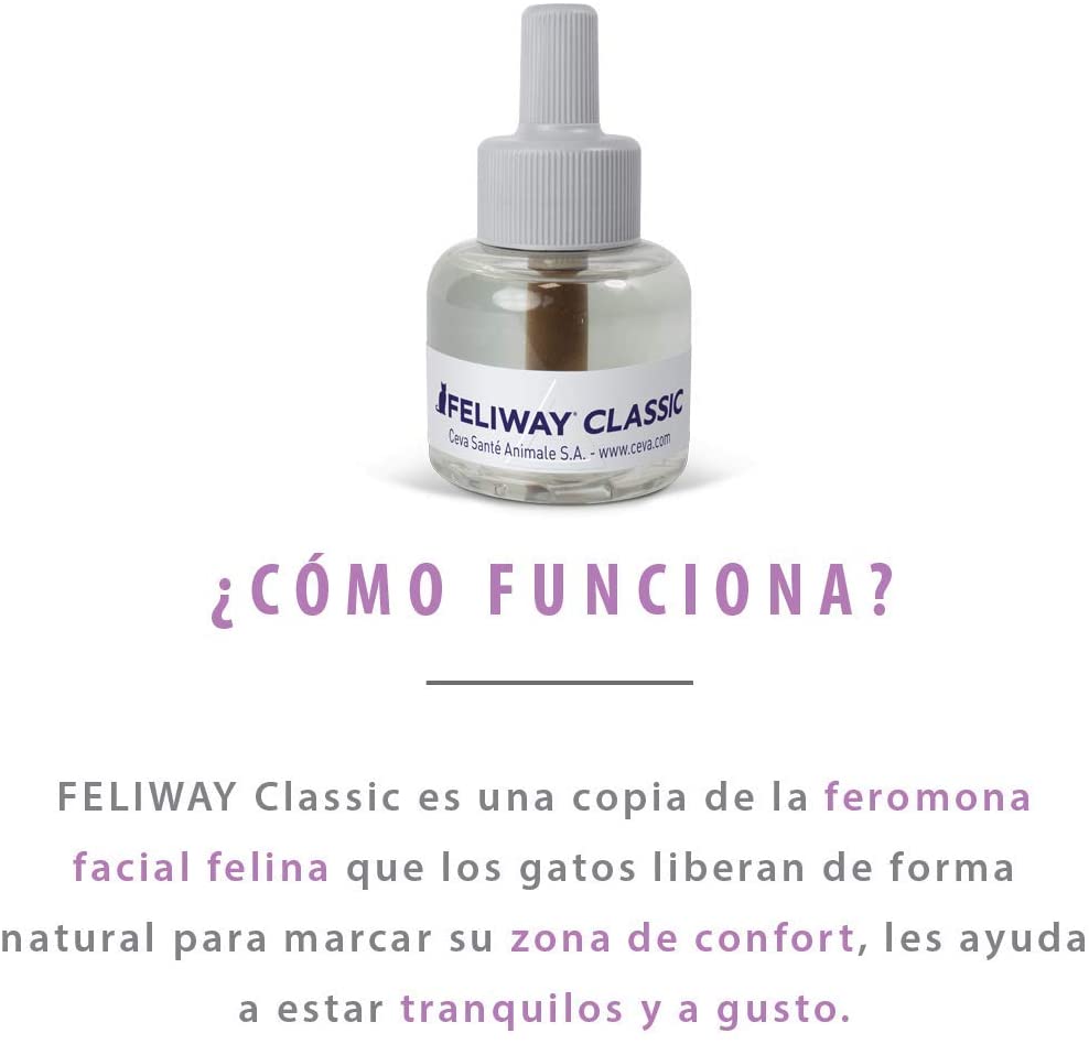  FELIWAY Classic - Antiestrés para Gatos - Marcaje con orina, Miedos, Cambios en el Entorno, Arañazos Verticales - Recambio 48ml 