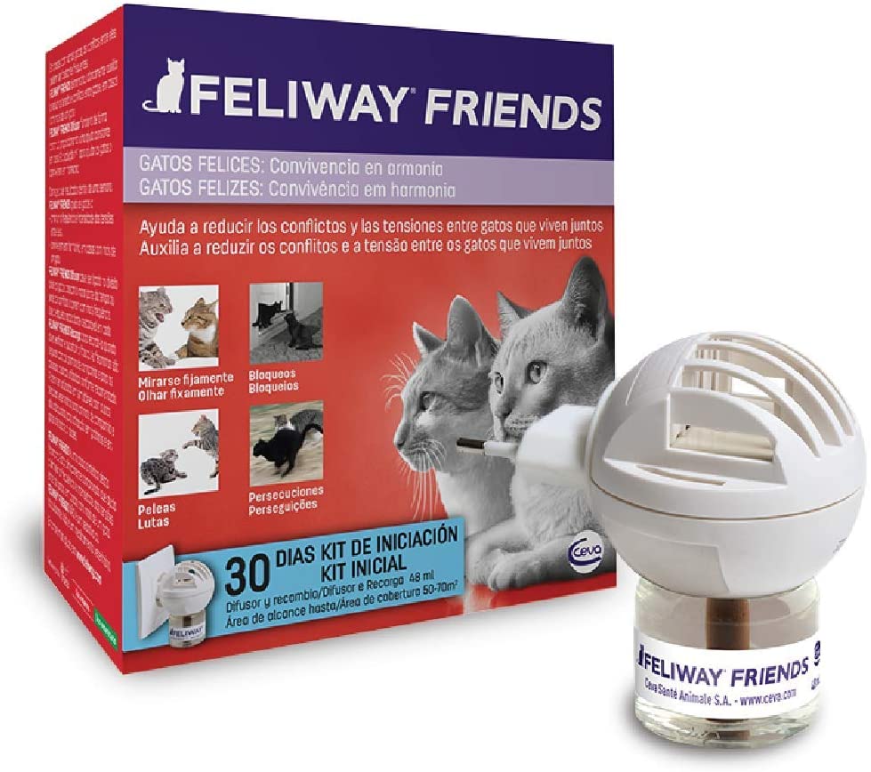  FELIWAY Friends - Anticonflictos para gatos - Peleas, Persecuciones, Bufidos, Bloqueos - Difusor + Recambio 48 ml 