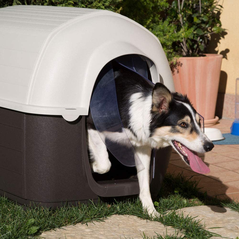  Ferplast Caseta de Exterior para Perros Kenny 05, Resina termoplástica Resistente a los Golpes y a los Rayos UV, Sistema de Drenaje de líquidos, Rejilla de ventilación, 70 x 100,6 x h 70,5 cm 