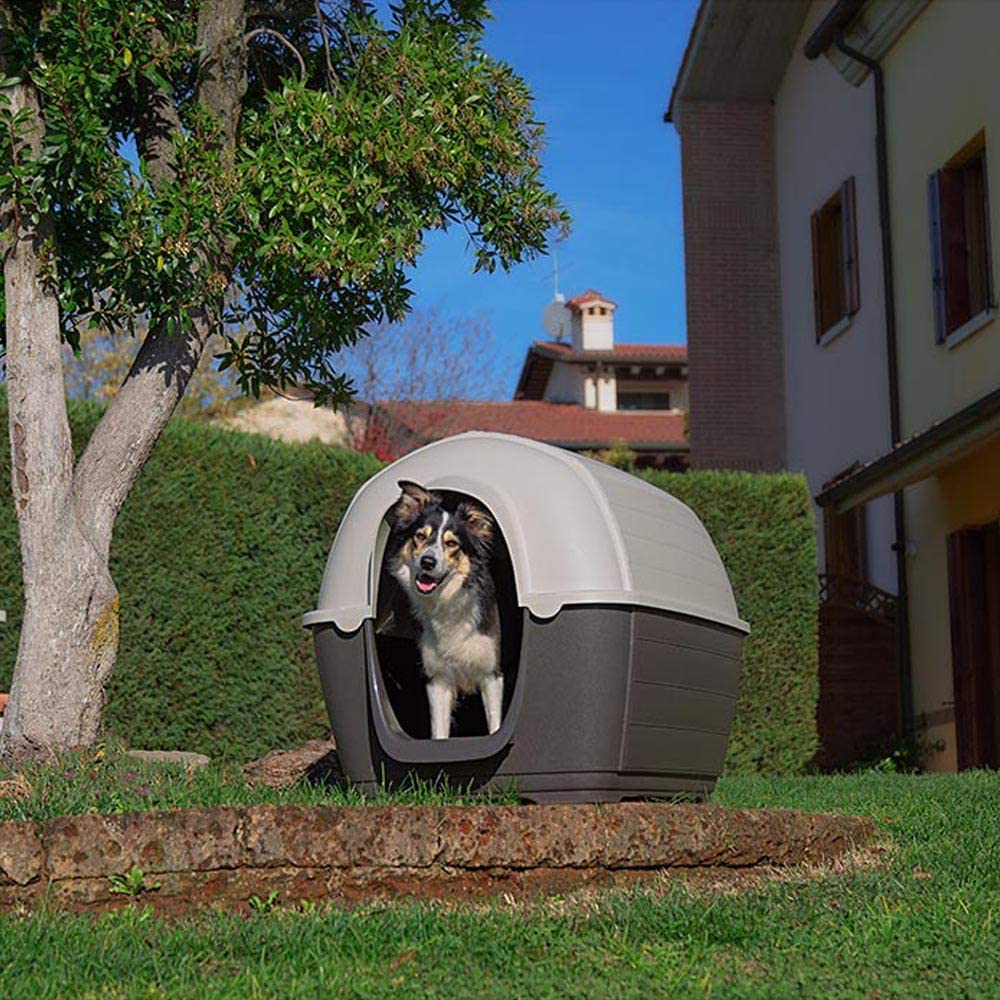  Ferplast Caseta de Exterior para Perros Kenny 07, Resina termoplástica Resistente a los Golpes y a los Rayos UV, Sistema de Drenaje de líquidos, Rejilla de ventilación, 80 x 111,6 x h 80 cm 