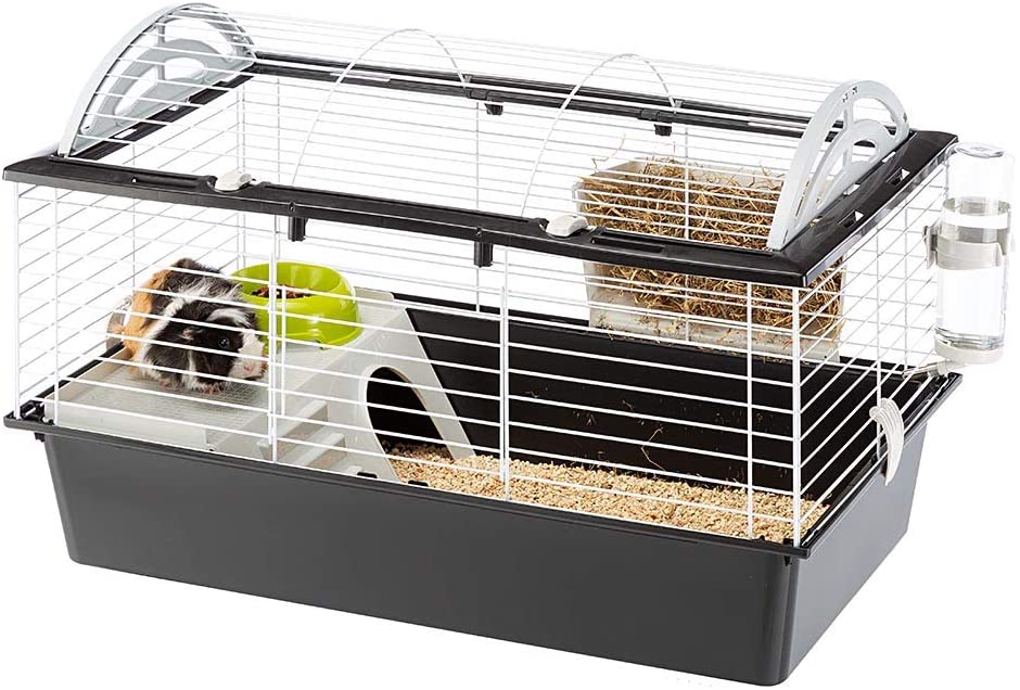  Ferplast Jaula para conejos CASITA 80 para conejillos de Indias y pequeños animales, accesorios incluidos, de alambre pintado blanco y plástico, 78 x 48 x h 50 cm 