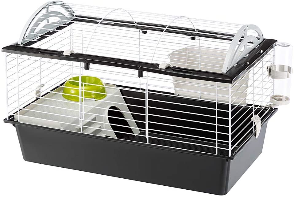  Ferplast Jaula para conejos CASITA 80 para conejillos de Indias y pequeños animales, accesorios incluidos, de alambre pintado blanco y plástico, 78 x 48 x h 50 cm 