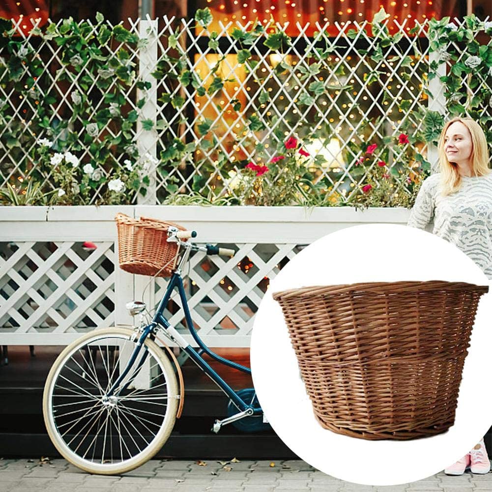  Fllyingu - Cesta de mimbre trenzada para bicicleta, diseño vintage, cesta para manillar delantero, accesorio para bicicleta 