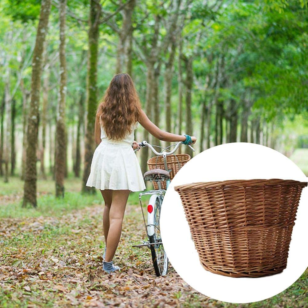  Fllyingu - Cesta de mimbre trenzada para bicicleta, diseño vintage, cesta para manillar delantero, accesorio para bicicleta 