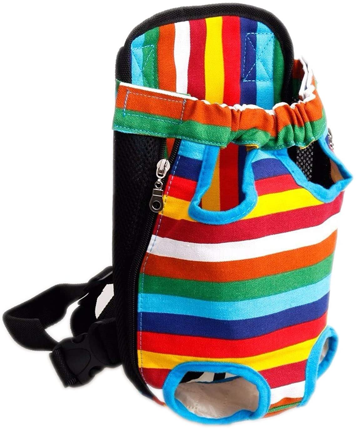  FONLAM Bolso Frontal Perro Gato Mochila Transportin Portátil Cachorro Mascota con Hombreras Tirantes Ajustables Entrepiernas de Malla (L(3.5-6.5KG), Multicolor) 