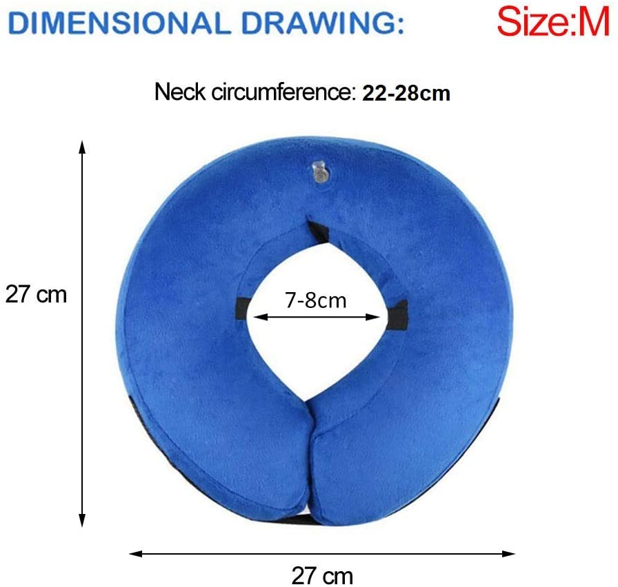  Frifer Collar Hinchable de recuperación de petaca de protección Ajustable Cono de cicatrización Confortable para Perro y Gato, M (COU: 25-33cm / 9.9-12.9in) 