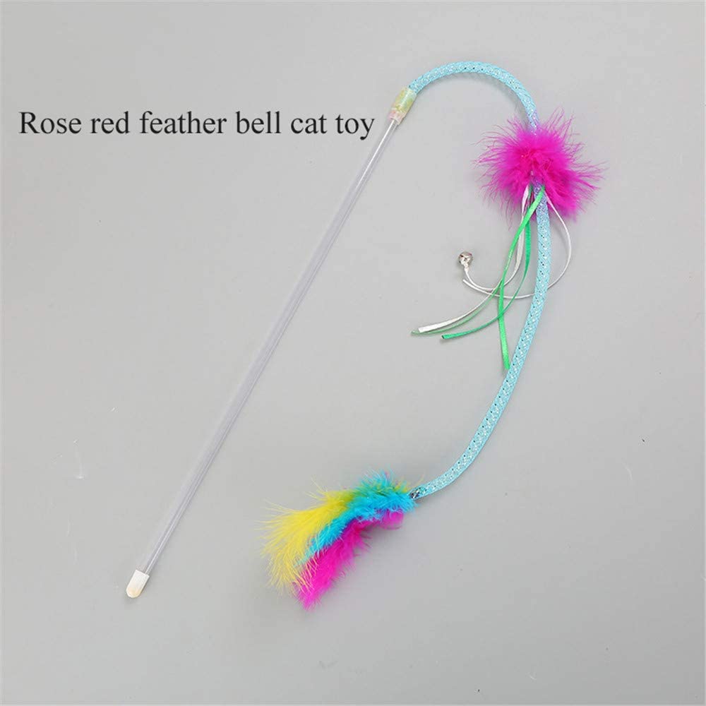  Frpower Gatito del Gato Teaser Interactivo Juguete, Dangler De Varilla con Bell Y Pluma Pluma Wand Juego Divertido Palillos para 2Pcs Mascotas Ingenio Gato 