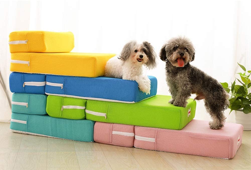  FTFDTMY Escaleras para mascotas, arena para mascotas 2 pasos Malla transpirable Lavable Sofá Cojín Escalera para subir Pasos de entrenamiento con animales, 5 colores (Color: negro, tamaño: 68x40x10cm) 