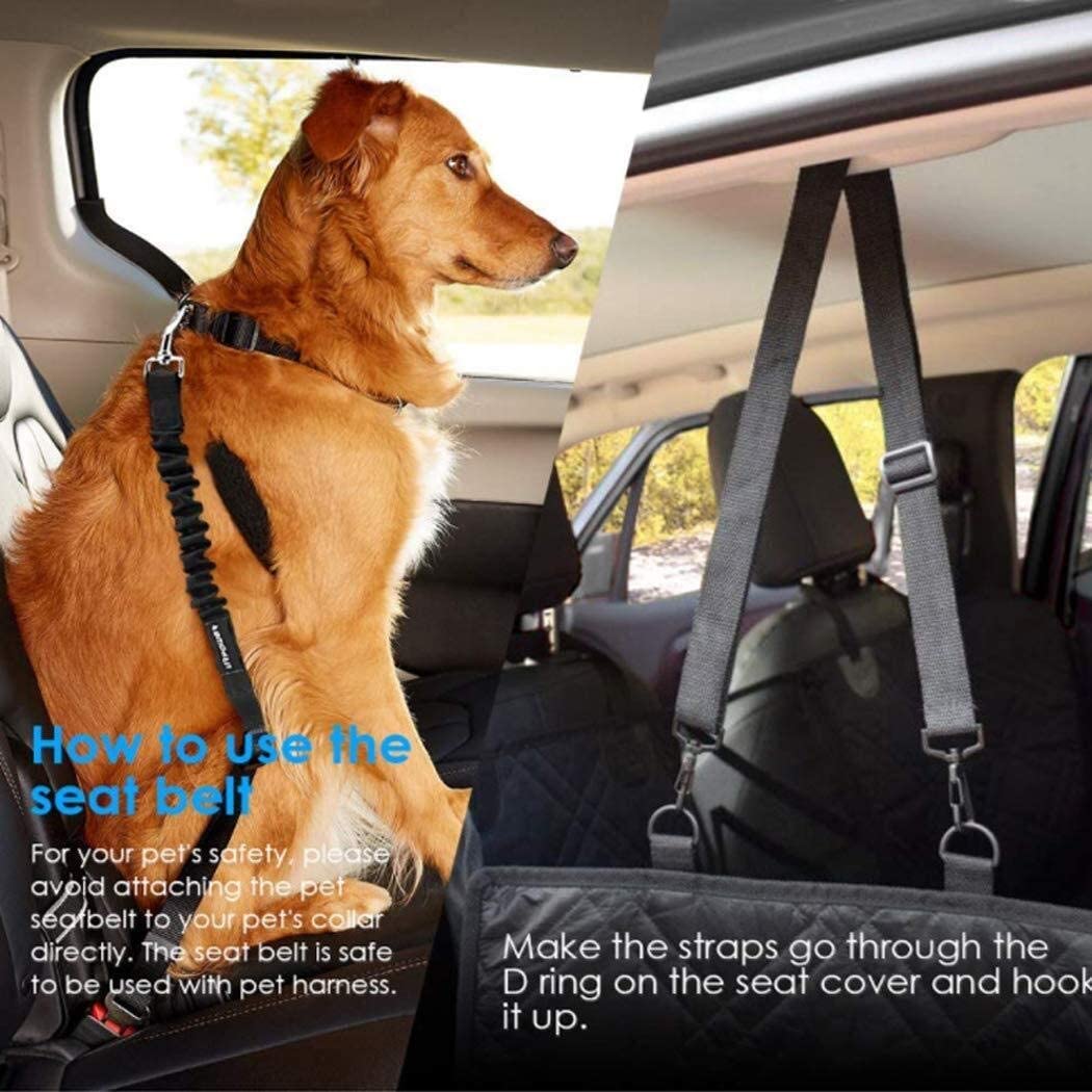  Fundas de Asientos de coches Perro Impermeable asiento de coche de la cubierta for los perros, 4 capas de guata de impermeable lavable y antideslizante Copia de perro Hamaca coche con malla Ventana de 