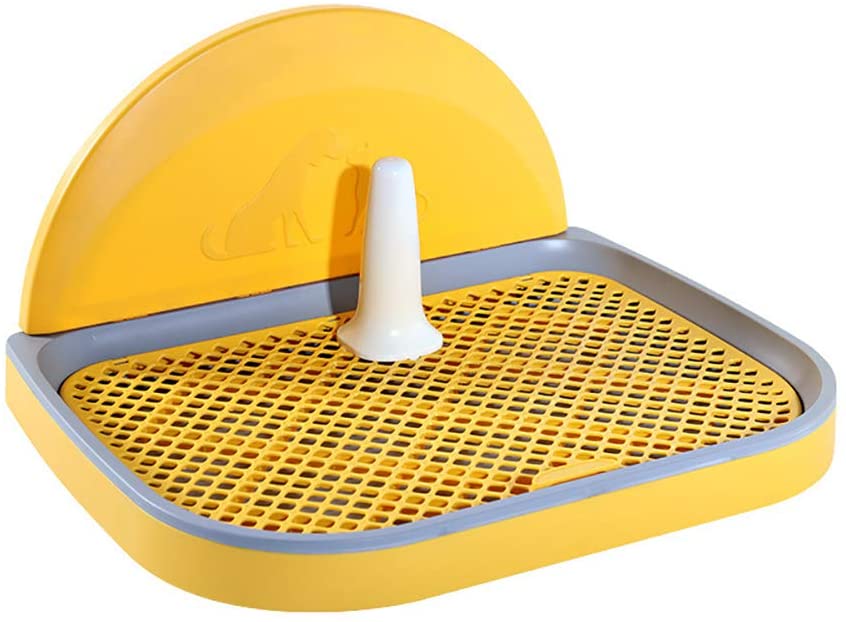  Gaxyd Inodoro para Perros Puppy Potty Trainer Bandeja Interior para Perros con Valla Y Columna De Orina, Limpieza Más Fácil Antibacteriano Desodorante, para Perros Gatos, Amarillo 