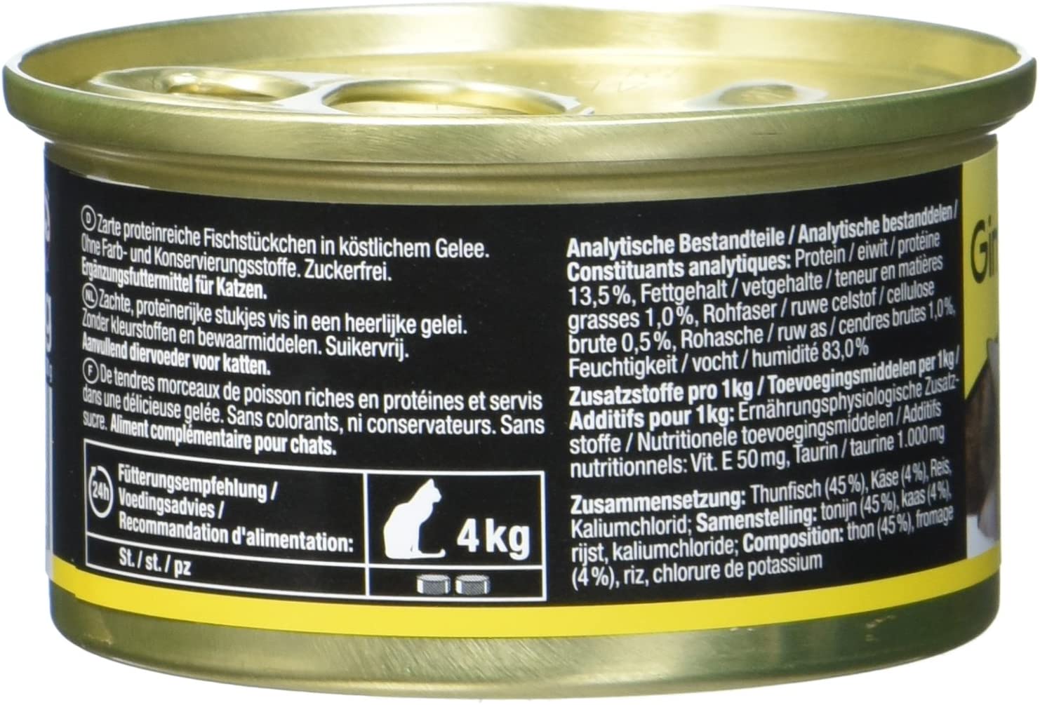  GimCat ShinyCat in Jelly – Comida para gatos con pescado en gelatina para gatos adultos – Atún con queso – 24 latas (24 x 70 g) 