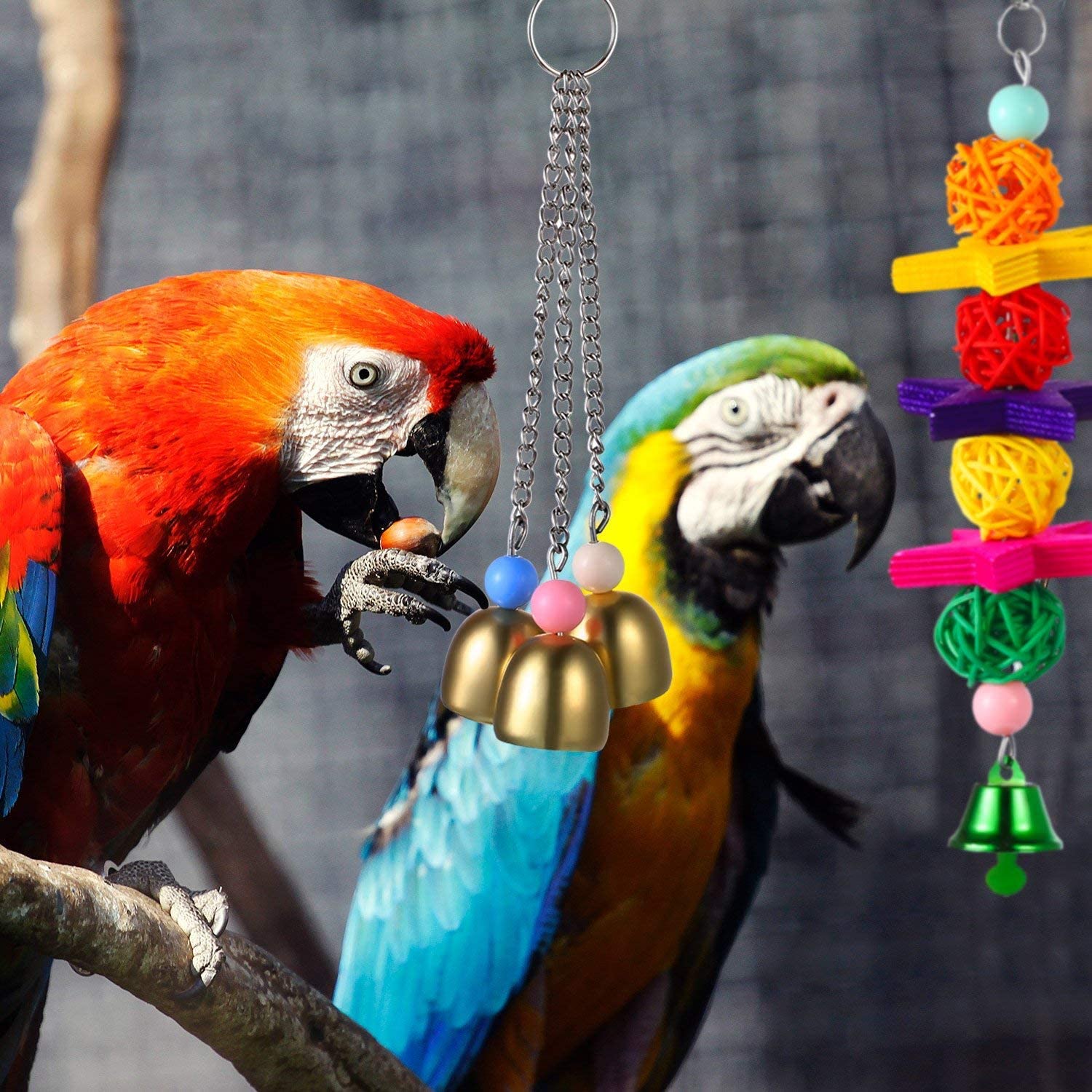  GingerUP 6 Piezas Unidades Juguetes para Pájaros Colorful Columpio para Loros Accesorios Jaula Pajaros Bite Toy con Campanas para Periquitos, Cockatiels, Loro, Periquito, cacatúas 