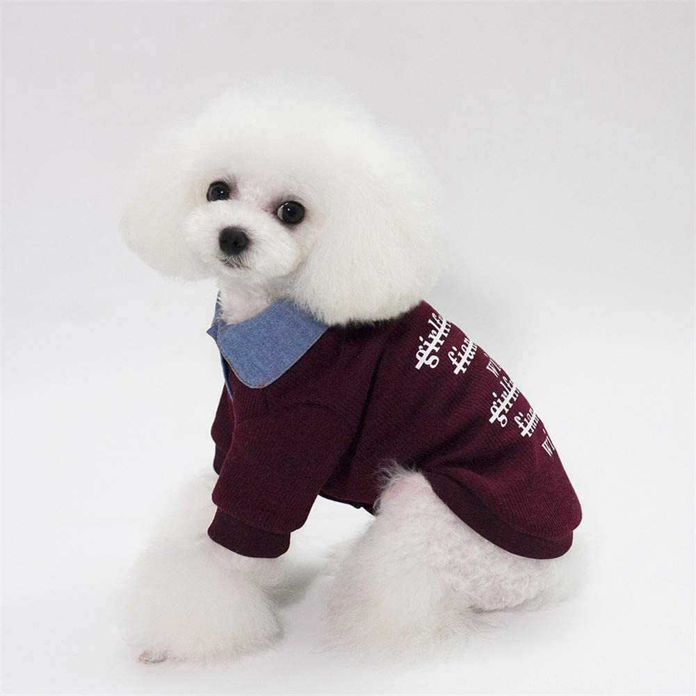  GODGETS Sudadera con Capucha para Pequeño Perros Accesorios Ropa Camisetas a Rayas Polar Suéter Ropa Caliente Suéter de Invierno Mascotas Accesorios Gatos Apparel Vino Rojo 2XL 