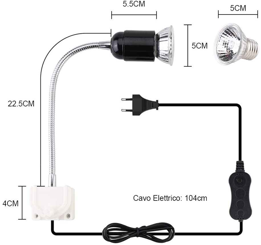  GOLDGE Lámpara para Tortuga,Bombilla compacta Spectrum Terrario Lámpara de Tortuga，360 Grados Adecuado para Tortugas Reptiles Anfibios,50W 