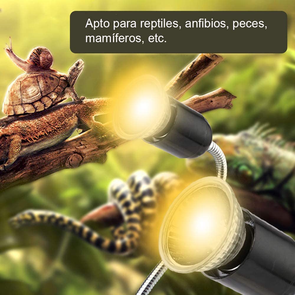  GOLDGE Lámpara para Tortuga,Bombilla compacta Spectrum Terrario Lámpara de Tortuga，360 Grados Adecuado para Tortugas Reptiles Anfibios,50W 