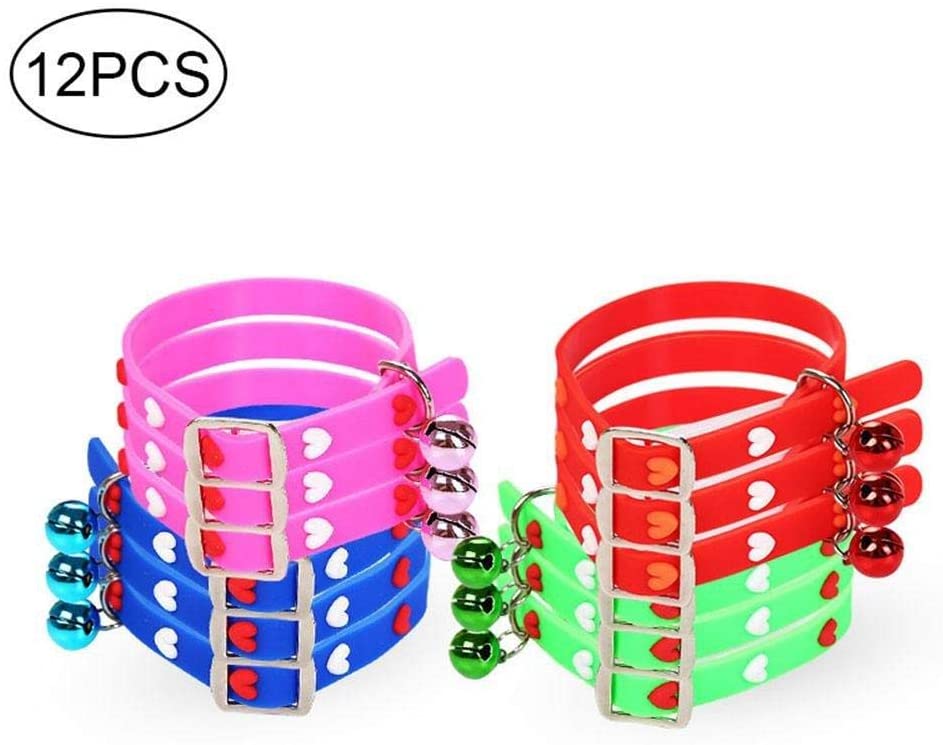  GOUSHENG collar Mascotas Perros  12 Piezas/Collares De Identificación para Gatitos/Hurones/Conejos/Cachorros Extra Pequeños, Collares para Mascotas De Abejorro De Silicona SOFE con Campana - N 