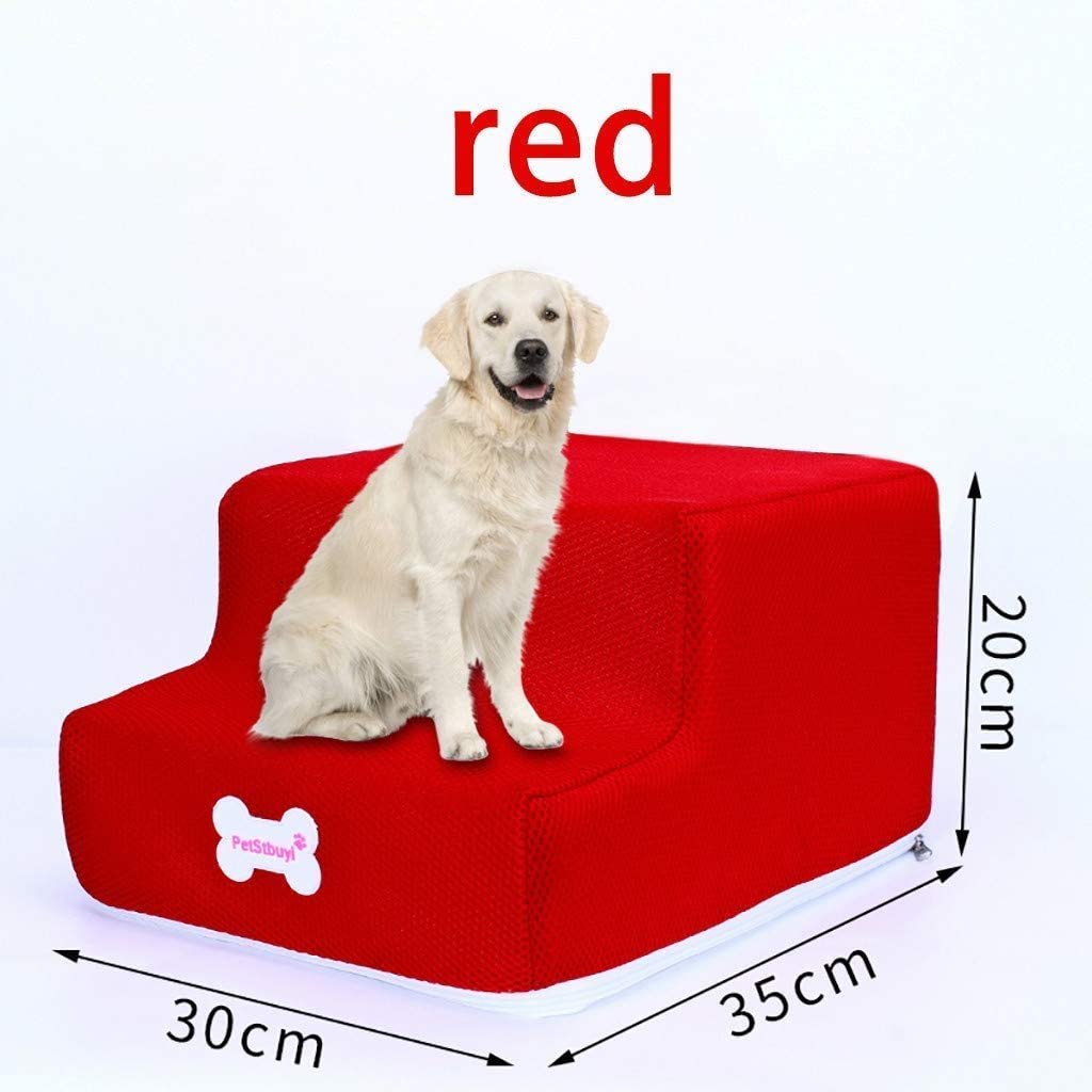  HAODEE Nueva Escalera Plegable de Malla Transpirable para Mascotas Cama Desmontable para Mascotas rampa de Perro Gato 2 Pasos Red 