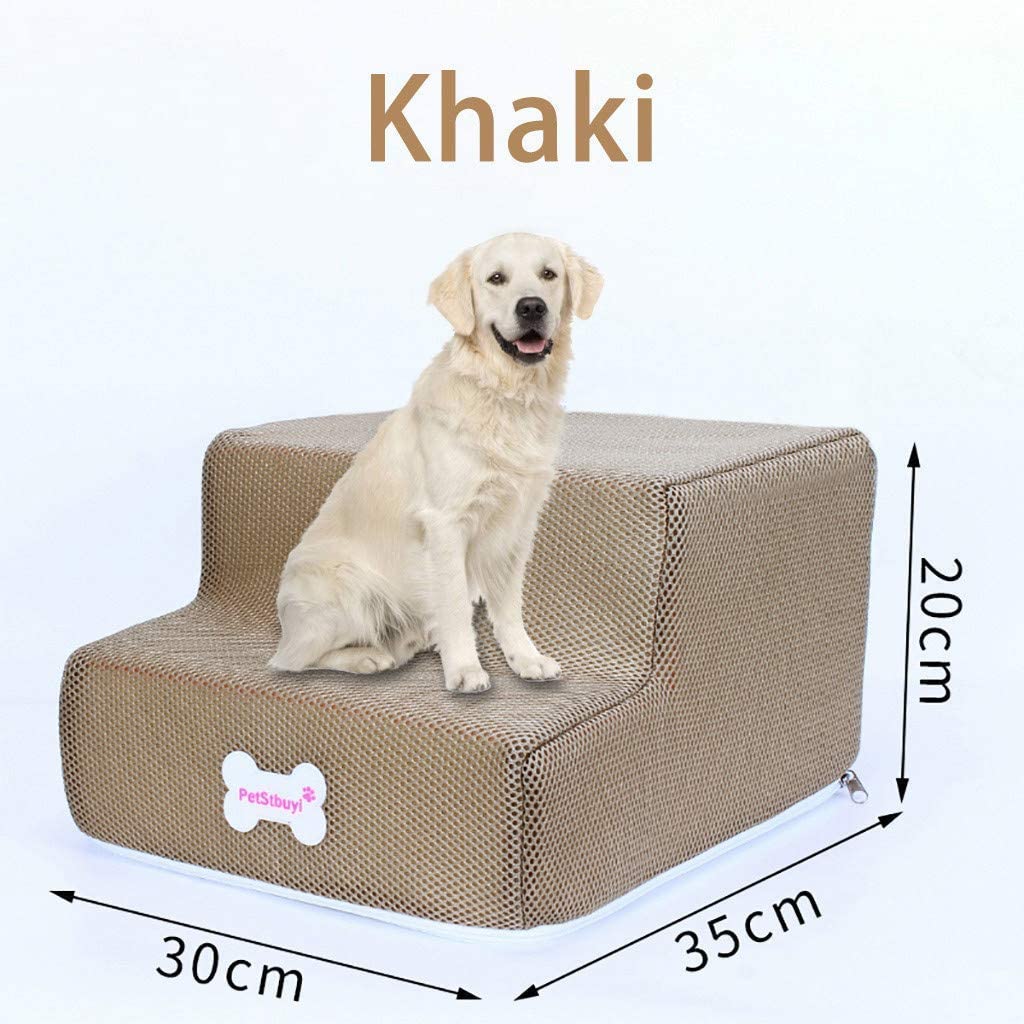  HAODEE Nueva Escalera Plegable de Malla Transpirable para Mascotas Cama Desmontable para Mascotas rampa de Perro Gato 2 Pasos Red 