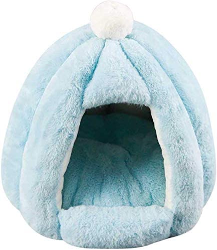  HAODEE Suave Felpa de Invierno Caliente para Mascotas Cama para Perros pequeños Gato Saco de Dormir Cachorro Cama de Calabaza Blue 