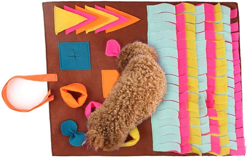  Haodene Dog Snuffle Mat - Marrón 50 45 cm Desmontable Stitching Dog Snuffle Mat Entrenamiento Alimentando Alfombra de Juego Juguetes Manta para Perros Gatos Mascotas 