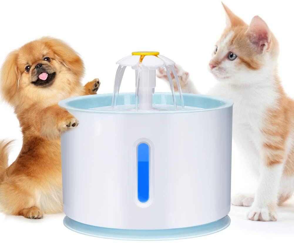  Haofy Fuente de Agua Silenciosa para Mascotas, 2.4L Dispensador de Agua Automático y 3 Modos Ajustables Bebedero Automático Eléctrico para Gato y Perro 