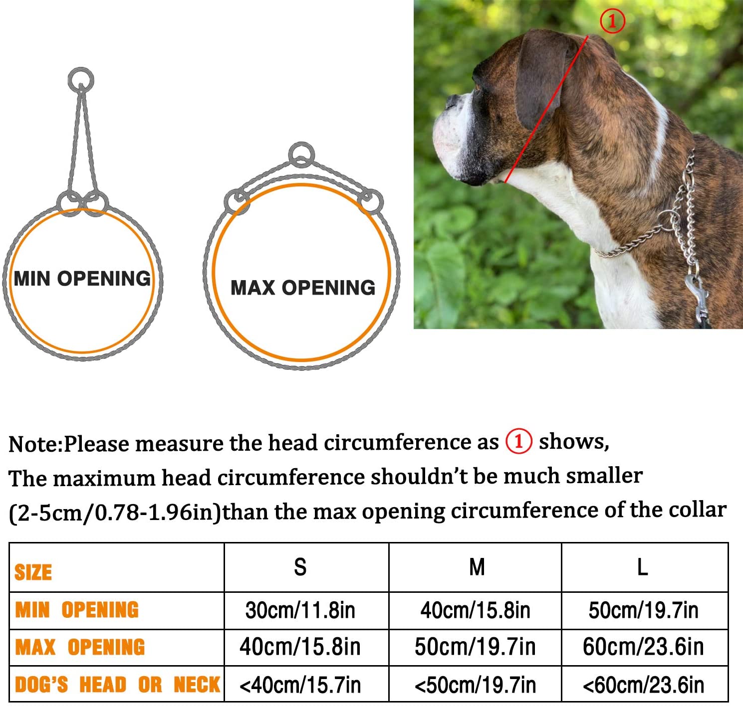  HAPPY HACHI Collar Cadena Martingale Perro Collares Perros Mediano Grande Semi Choke Cromado Acero Consistent para Adiestramiento 