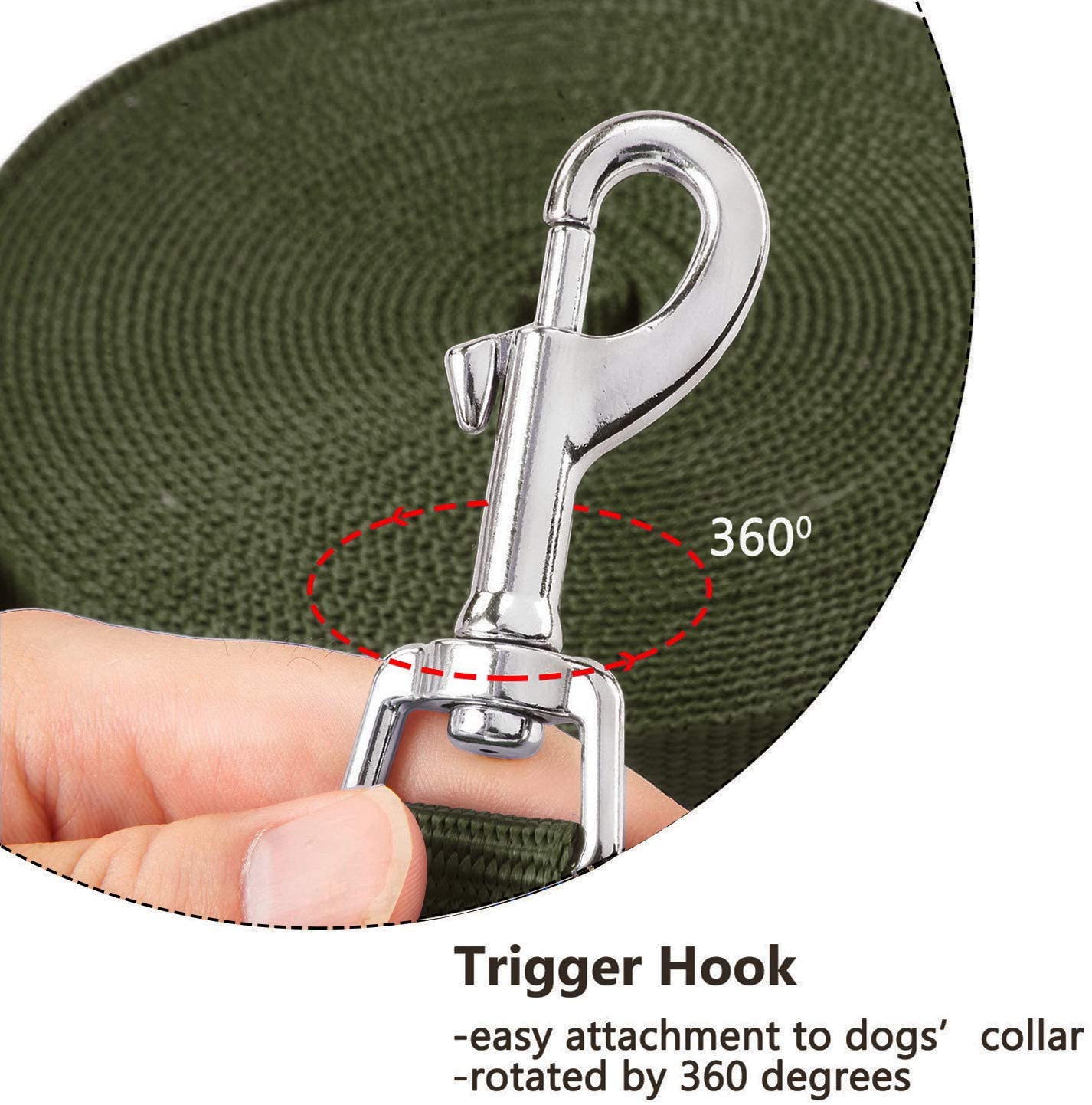  HAPPY HACHI Correa de Adiestramiento para Perros Larga Correas Nylon Resistente para Camping Paseo Longitud 20m Verde 