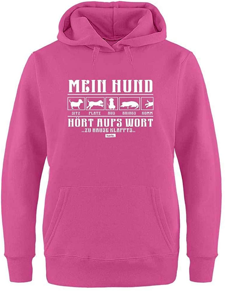  HARIZ - Sudadera con Capucha para Mujer con Texto en alemán Mein Hund Hört Aufs Wort 2 Hund Haustier Plus Rosa XXL 