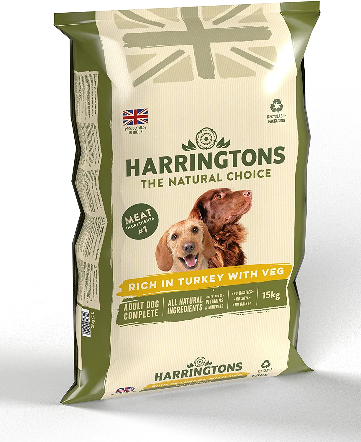  Harrington Complete - Comida para perros, mezcla seca de pavo y verduras 15 kg 