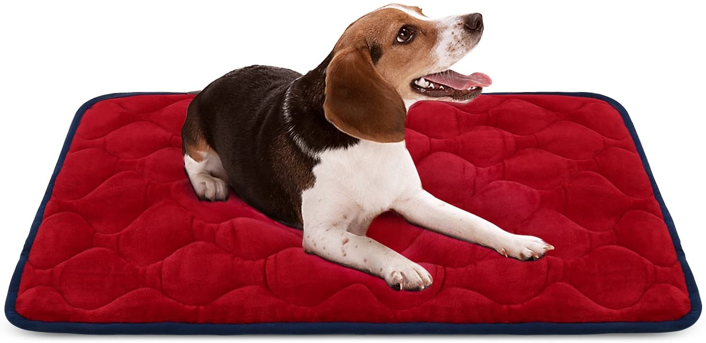  Hero Dog Cama Colchoneta Perro Mediano Lavable, Cojines para Mascotas Antideslizante Vellón Almohadilla Suave 90x60 cm (Rojo M) 