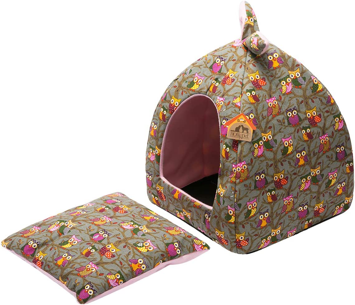  Hollypet Auto-Calentamiento 2-in-1 Casa cómoda Plegable de la Tienda de la Cama del Gato del Animal doméstico del triángulo 