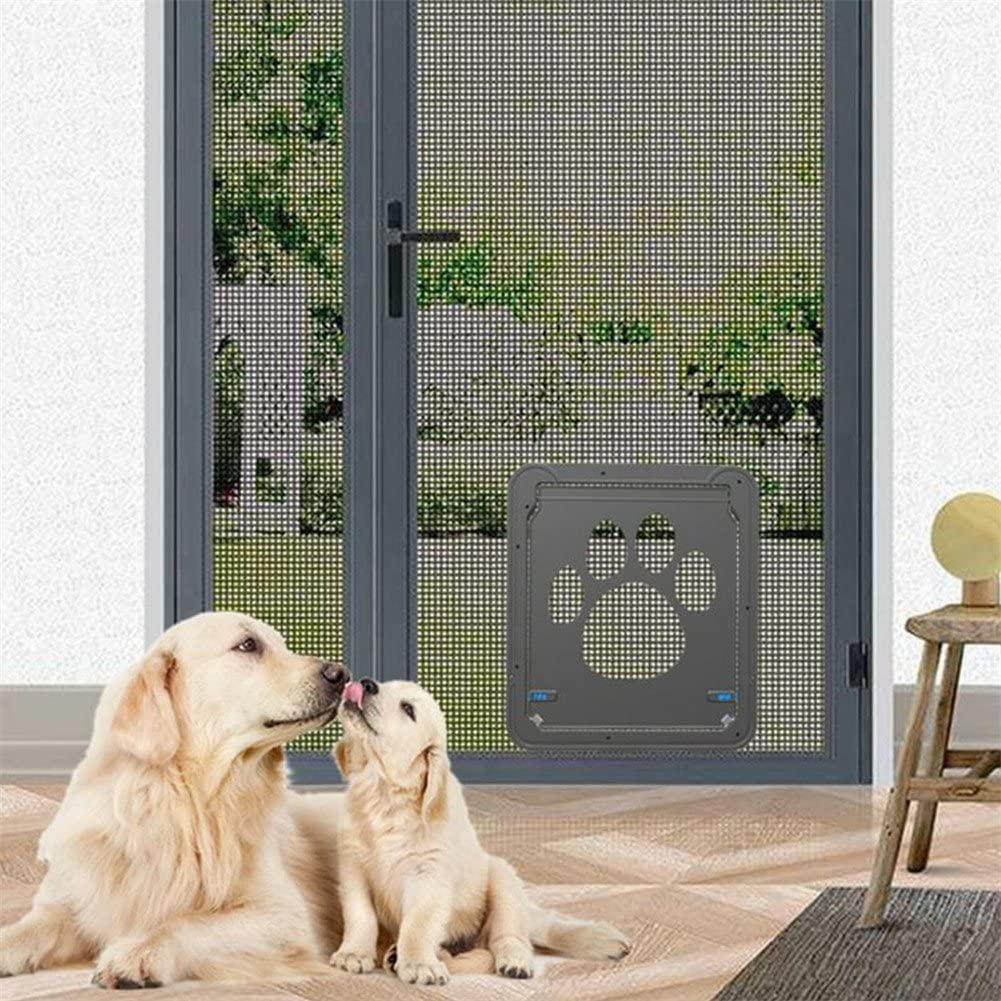  HomeYoo Puerta de Perro con Cerradura automática para Puerta de Mascota, Puerta Magnética Bloqueable de Aleta para Gato Gatito Perro Perrito Mascota Seguridad Puerta de Aleta para Gato, Perro (L) 