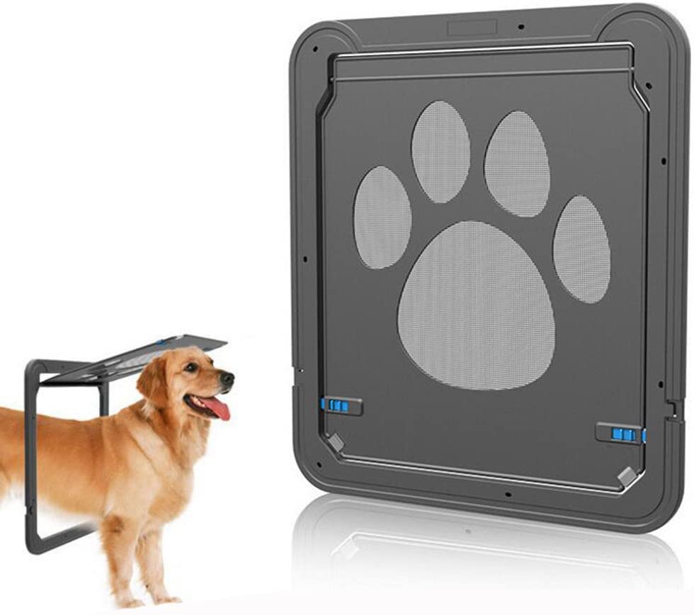  HomeYoo Puerta de Perro con Cerradura automática para Puerta de Mascota, Puerta Magnética Bloqueable de Aleta para Gato Gatito Perro Perrito Mascota Seguridad Puerta de Aleta para Gato, Perro (L) 