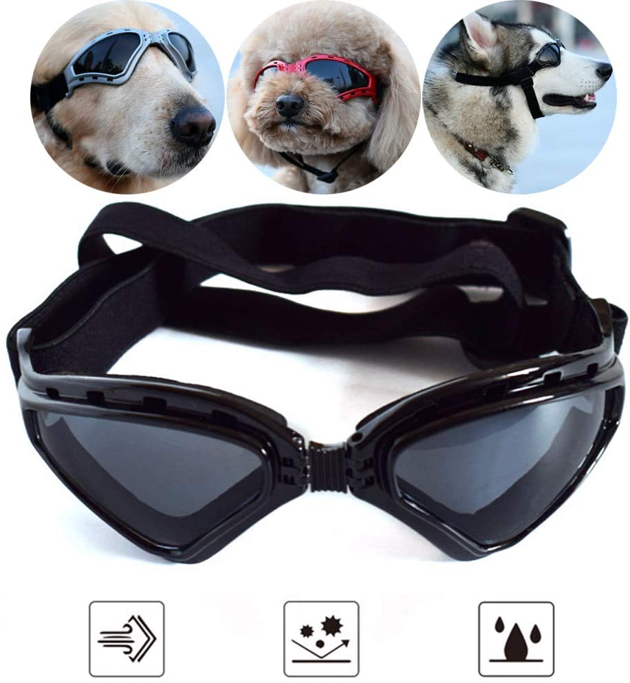  HXHH Pet Accessories Gafas De Sol Gafas De Natación, Plegable A Prueba De Viento, Resistente Al Desgaste Ya Los Golpes Gafas, Adecuados para Golden Retriever Perros del Samoyedo,Negro 