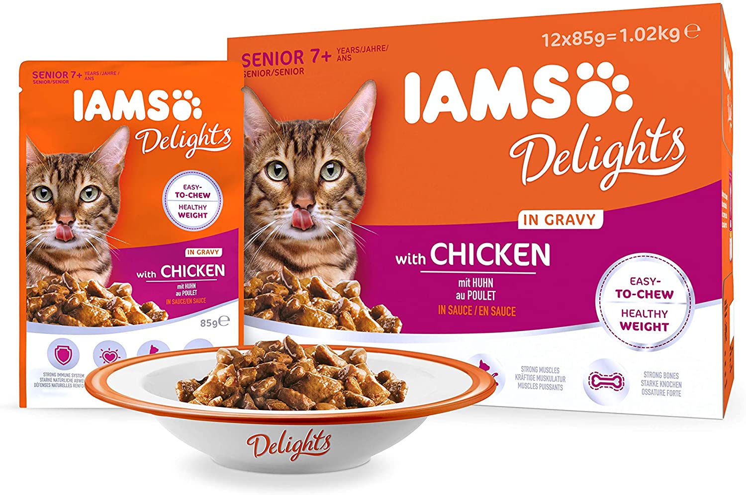  IAMS Delights Edad avanzada y Anciano con Pollo en Salsa [1,02 kg] 