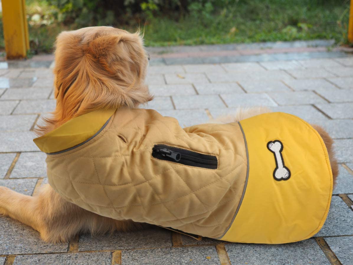  Idepet Chaqueta impermeable para perros Chaqueta cálida de invierno Chaleco, traje de nieve a prueba de viento Ropa para perros Chaleco para mascotas Ropa para perros con orificio para arnés 