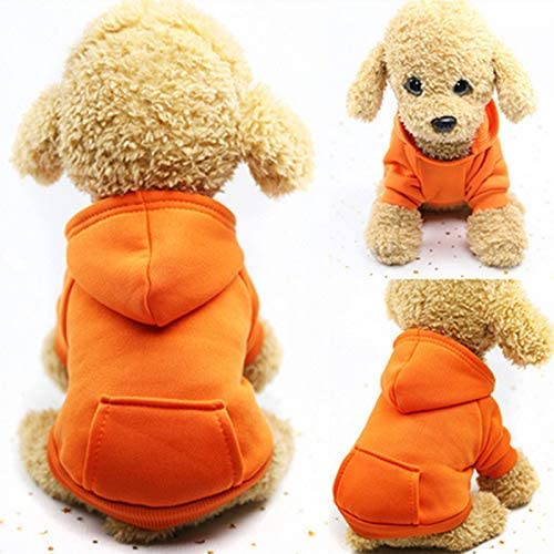  Idepet Perro Gato Sudadera con Capucha Mascota Cálido Abrigo de Invierno Ropa de algodón para Perros con Bolsillo Exterior para Perros pequeños 