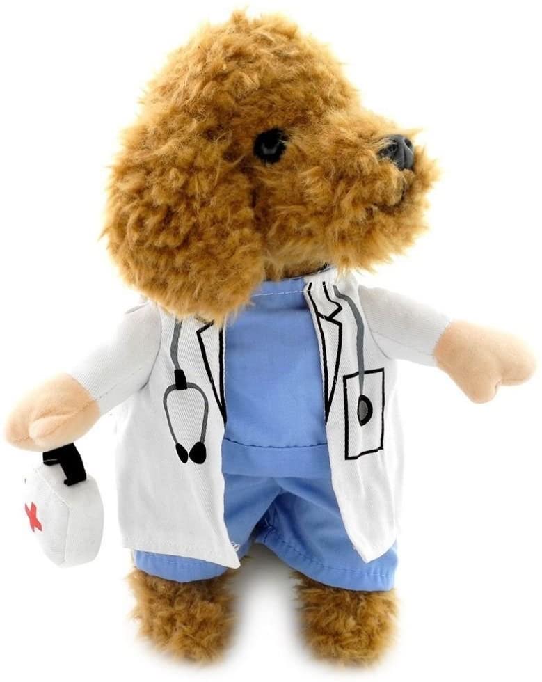  IETONE Mascota Cachorro Perro Gato Disfraz de Halloween Médico Enfermera Disfraz Vaqueros Ropa Graciosa Traje Cosplay Fiesta para Perrito Gatito(L) 