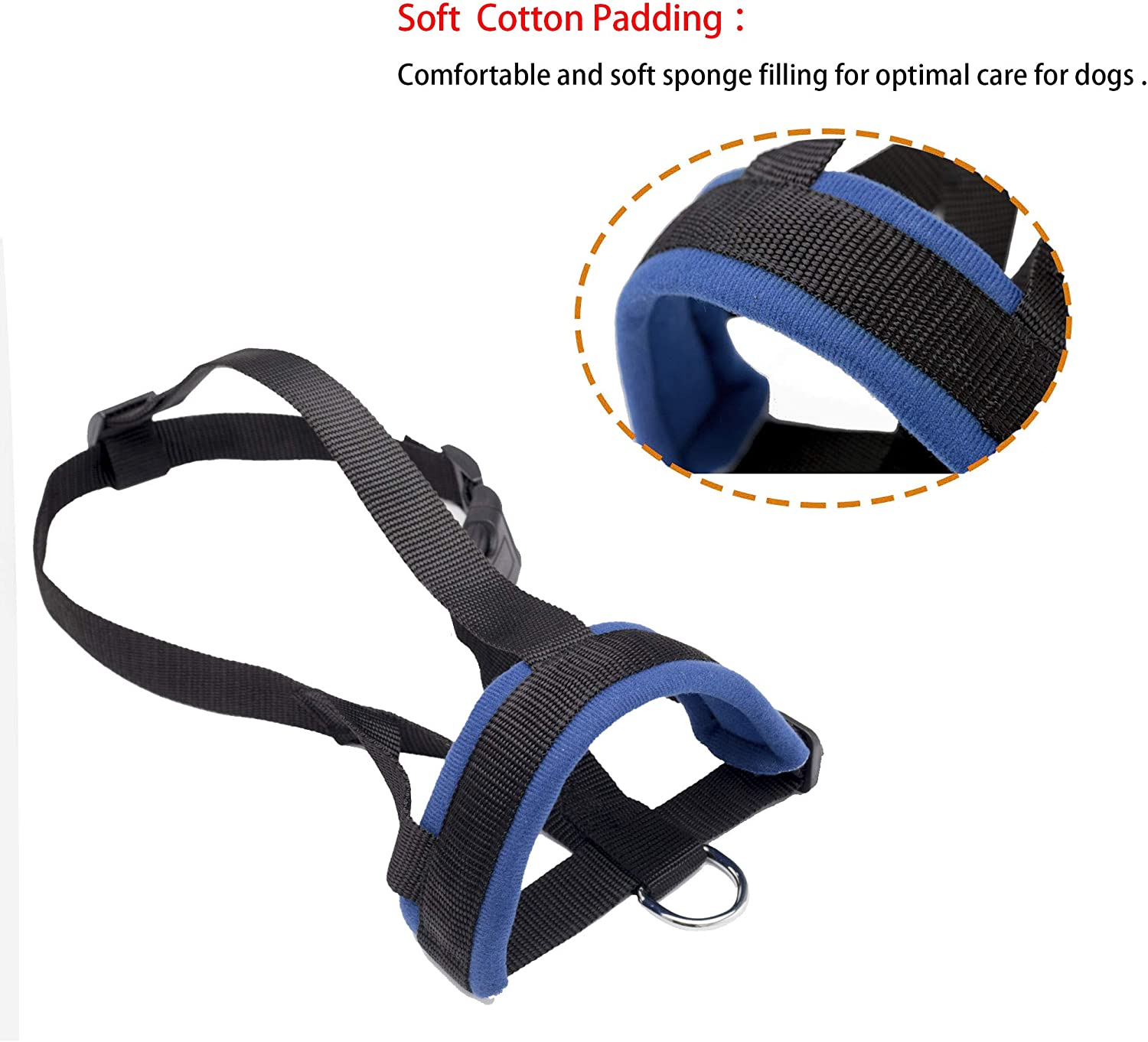  ILEPARK Bozal Suave para Perros Nylon Grandes Pequeños Medianos, Previene Mordidas, Ladridos y Que Mastiquen, Bozal Lazo Ajustable(XXL,Azul) 