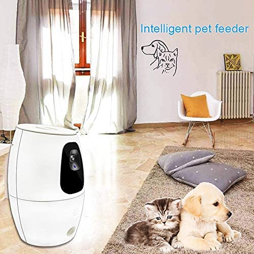  Iycorish Alimentador Automático Inteligente Mascota WiFi Control Remoto Aplicación Alimentación Soporte Monitor Video Dispensador Tratamiento Cámara para Perro Gato (Enchufe de la UE) 