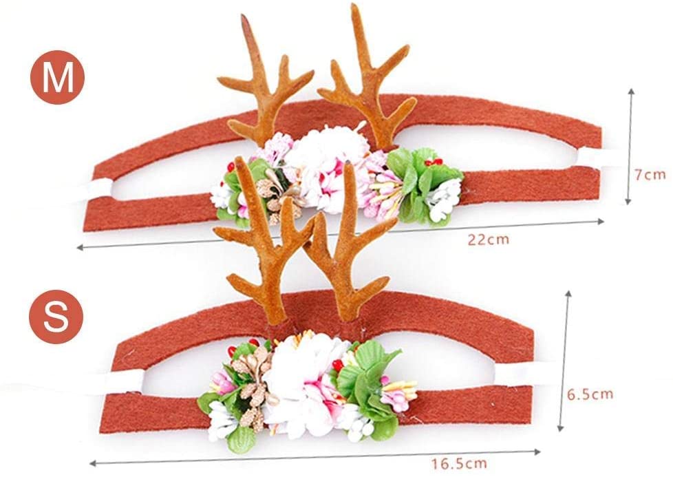  Jilisay - Tocado para Mascotas con Cuernos de Navidad para Perro o Gato, Accesorio para decoración navideña para Mascotas, Sombrero, peluquería, Cuerno de Ciervo, Accesorios 