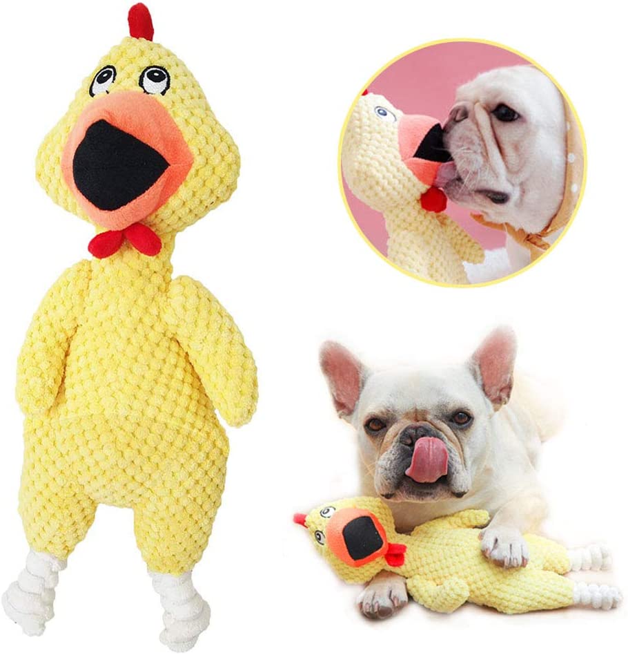  Juguete de Peluche para Perro de Pana de Peluche, Duradero, Juguete Interactivo Que Incluye plástico Que Hace Ruido con Forma de Pollo, Juguete de Peluche 